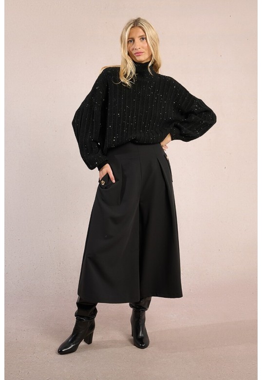 Sequined knit sweater black