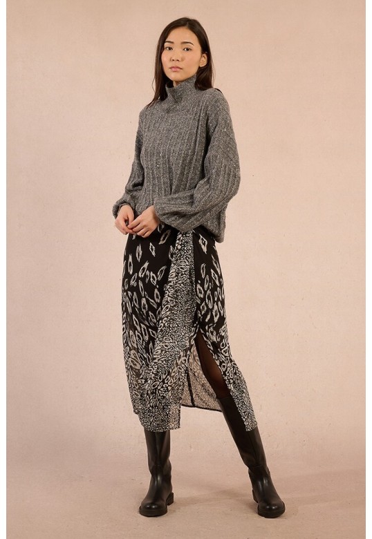 Sequined knit sweater dark grey
