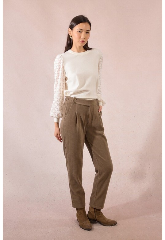 Carrot velvet trousers Khaki