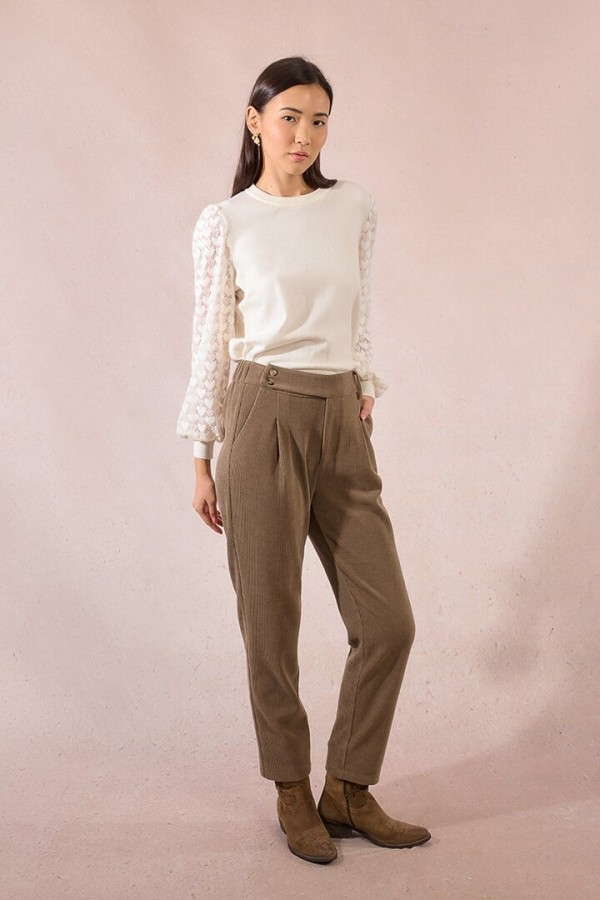 Carrot velvet trousers Khaki