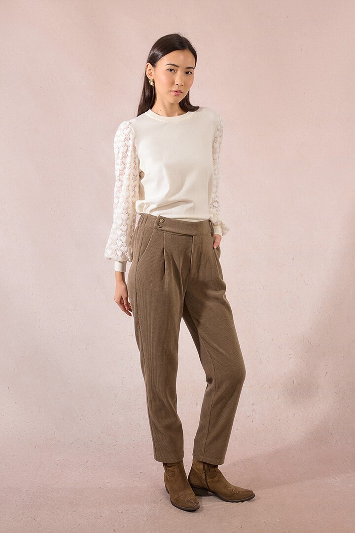 Carrot velvet trousers Khaki