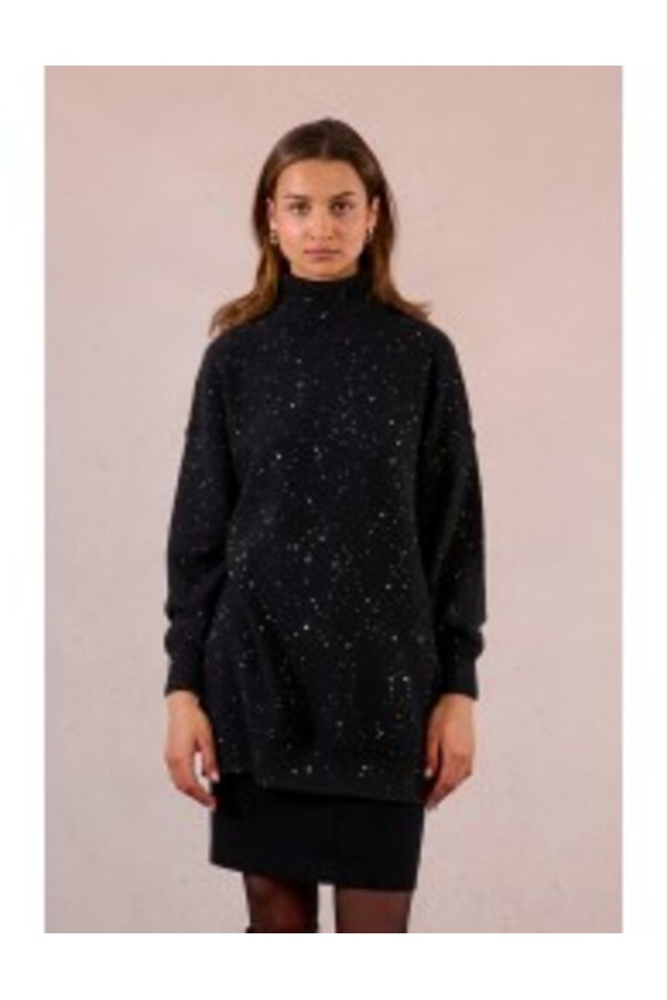 Oversized knit and sequin sweater Black