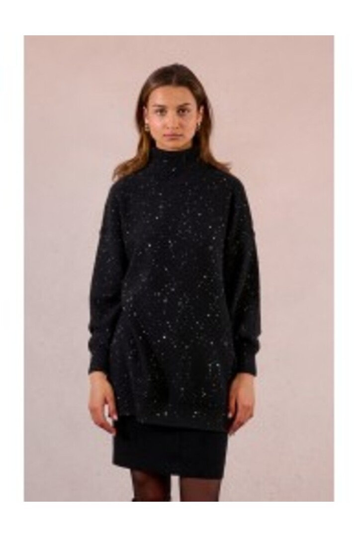 Oversized knit and sequin sweater Black
