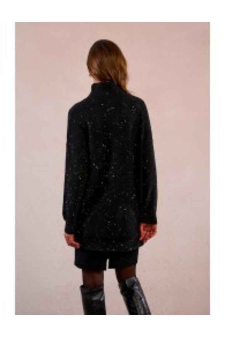 Oversized knit and sequin sweater Black