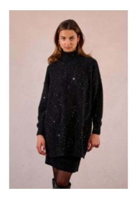 Oversized knit and sequin sweater Black