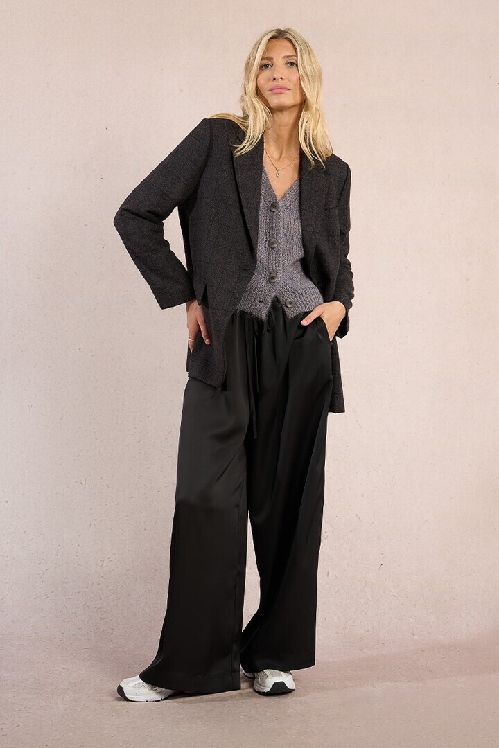 Straight plaid blazer Black