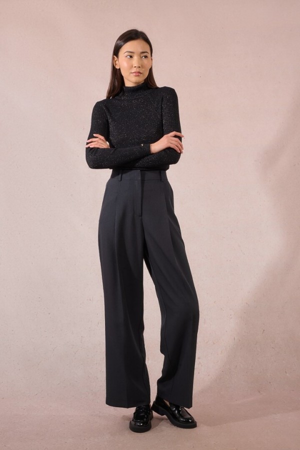 Wide pleated pants dark grey