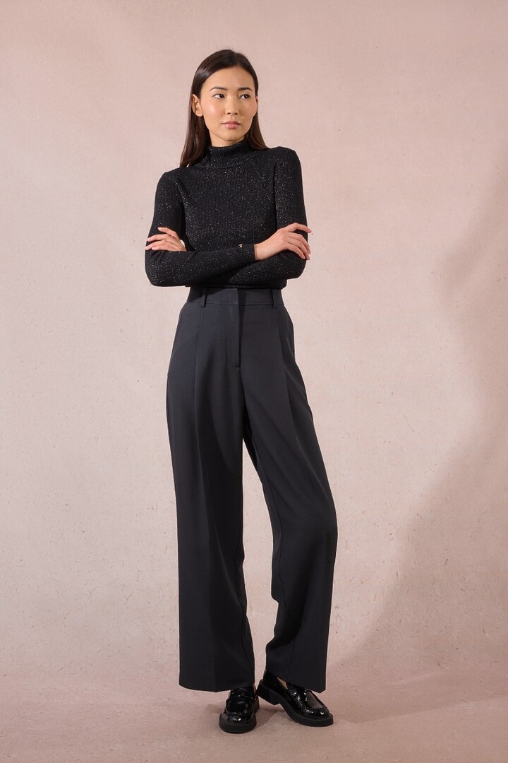 Wide pleated pants dark grey