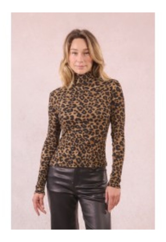 Thin turtleneck, leopard print Khaki