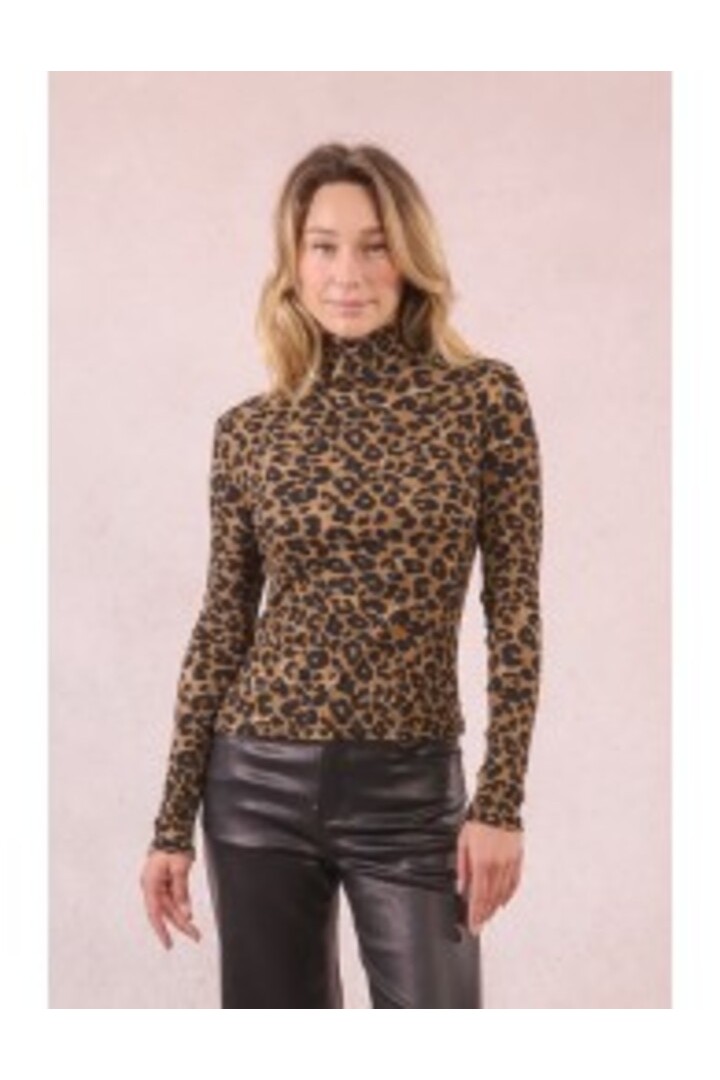 Thin turtleneck, leopard print Khaki