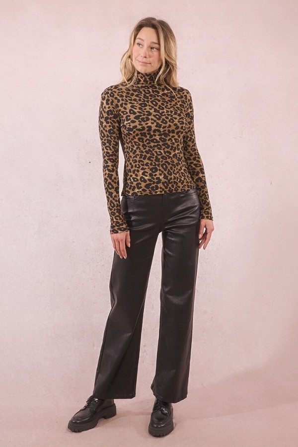 Thin turtleneck, leopard print Khaki