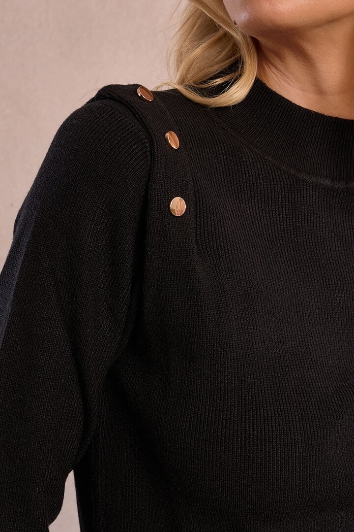 Fine sweater with shoulder pads Black