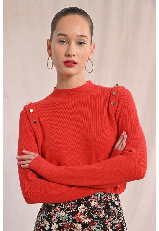Fine sweater with shoulder pads red