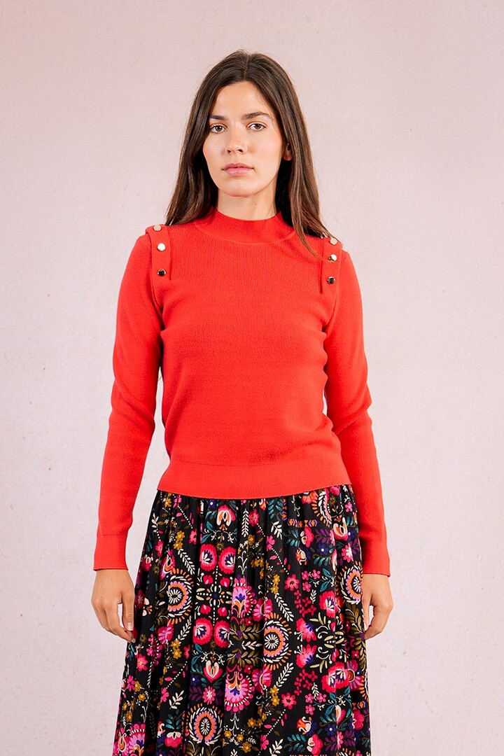 Fine sweater with shoulder pads red