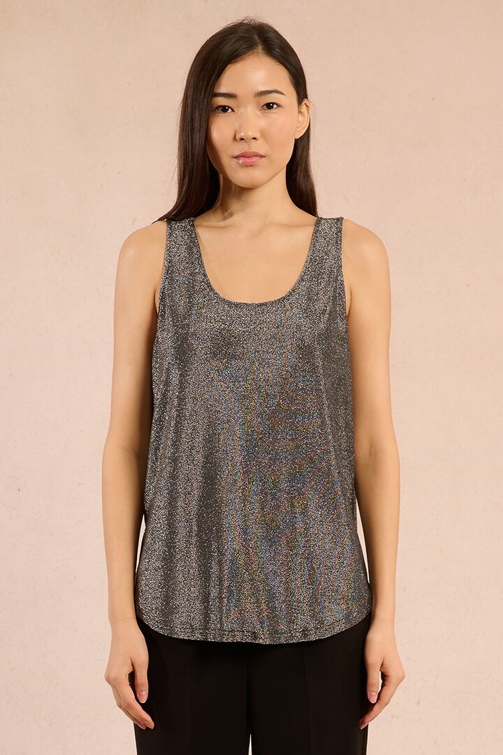 Metallic tank top Silvery Black
