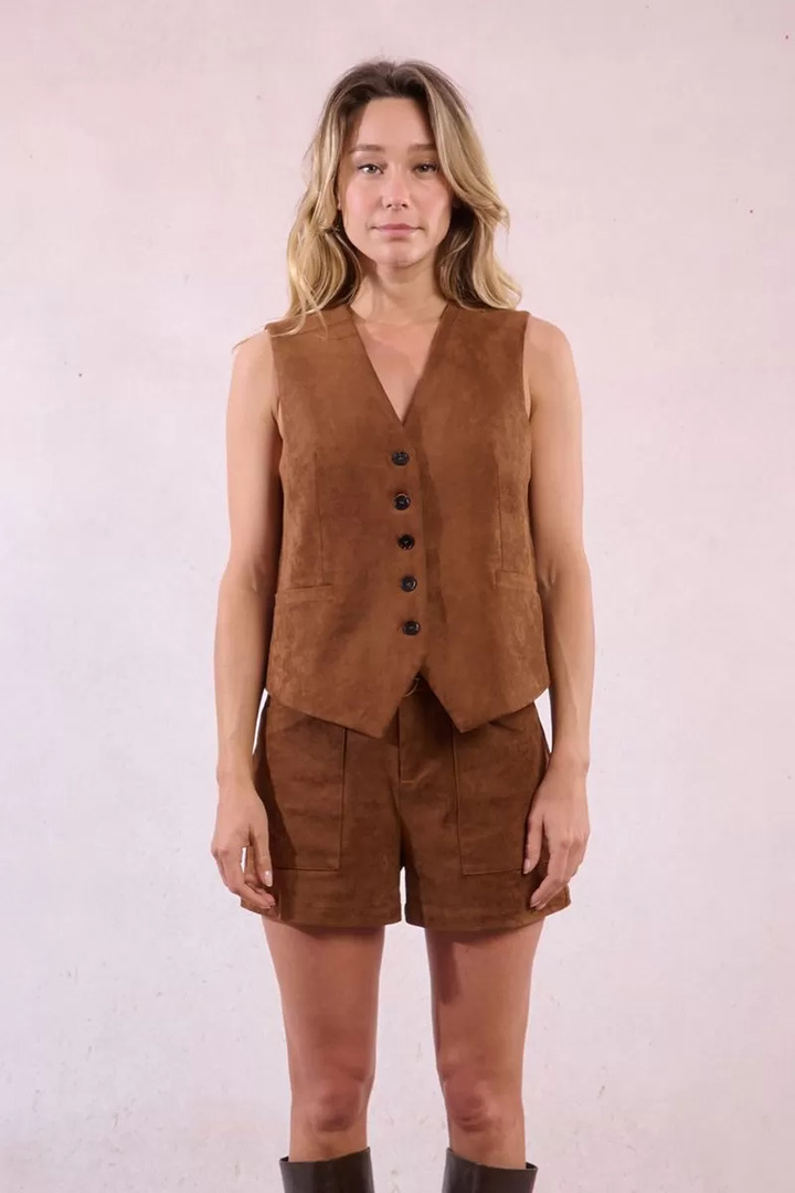 Short suede jacket Brown