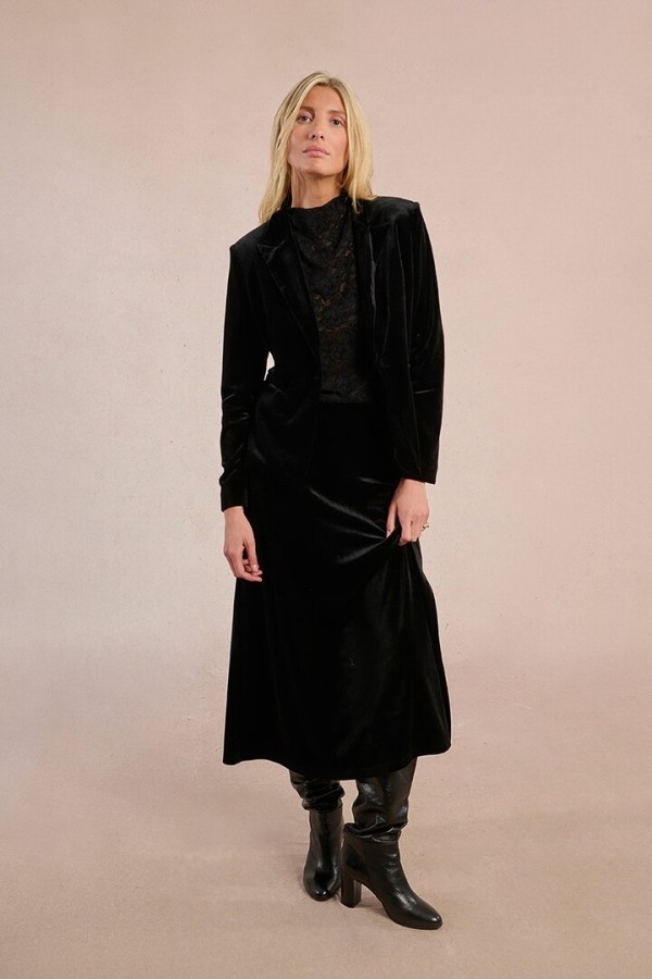 Long velvet skirt Black