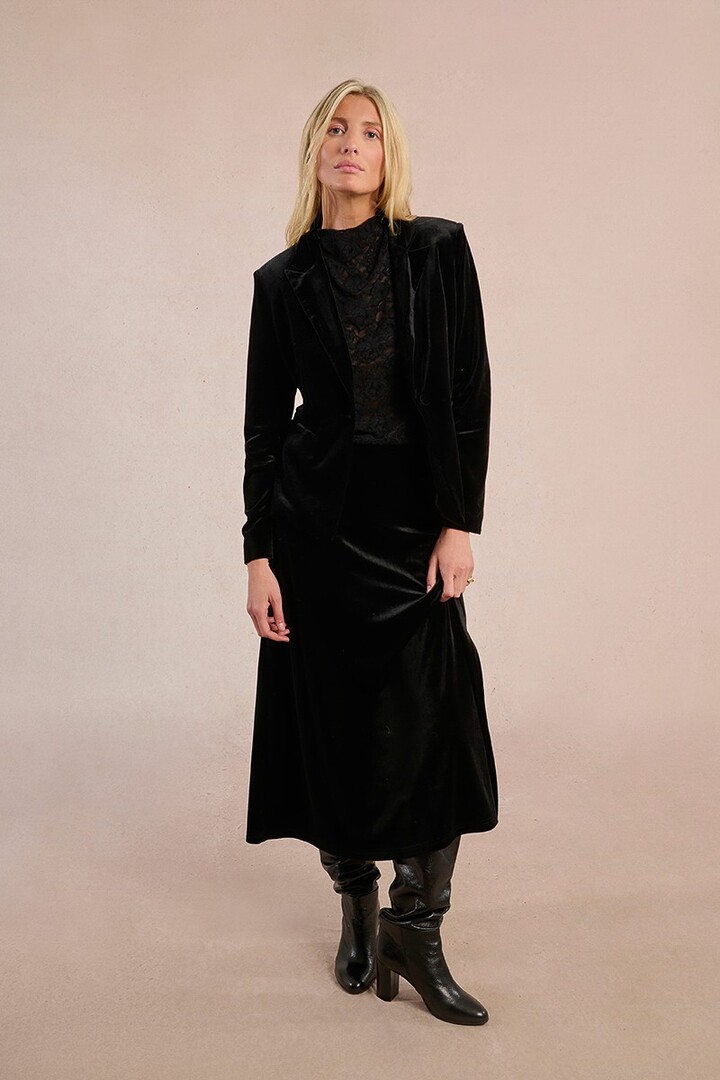 Long velvet skirt Black