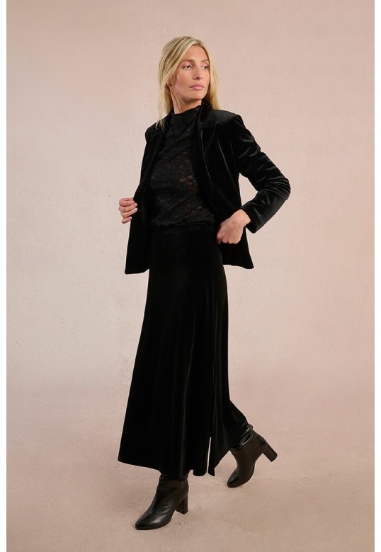 Long velvet skirt Black