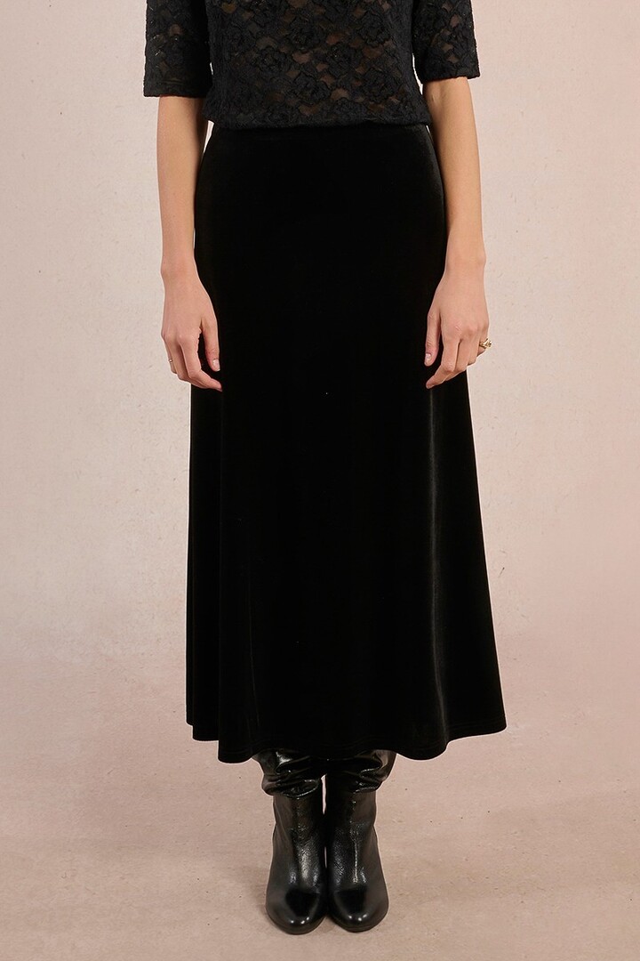 Long velvet skirt Black