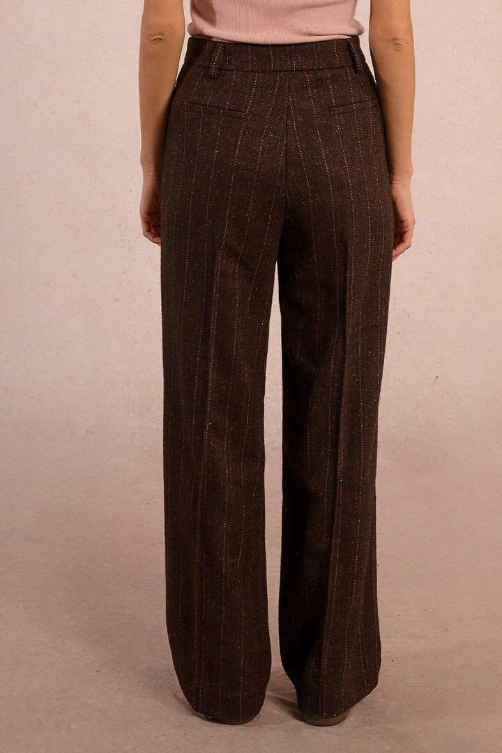 Wide leg pleated trousers Chocolate