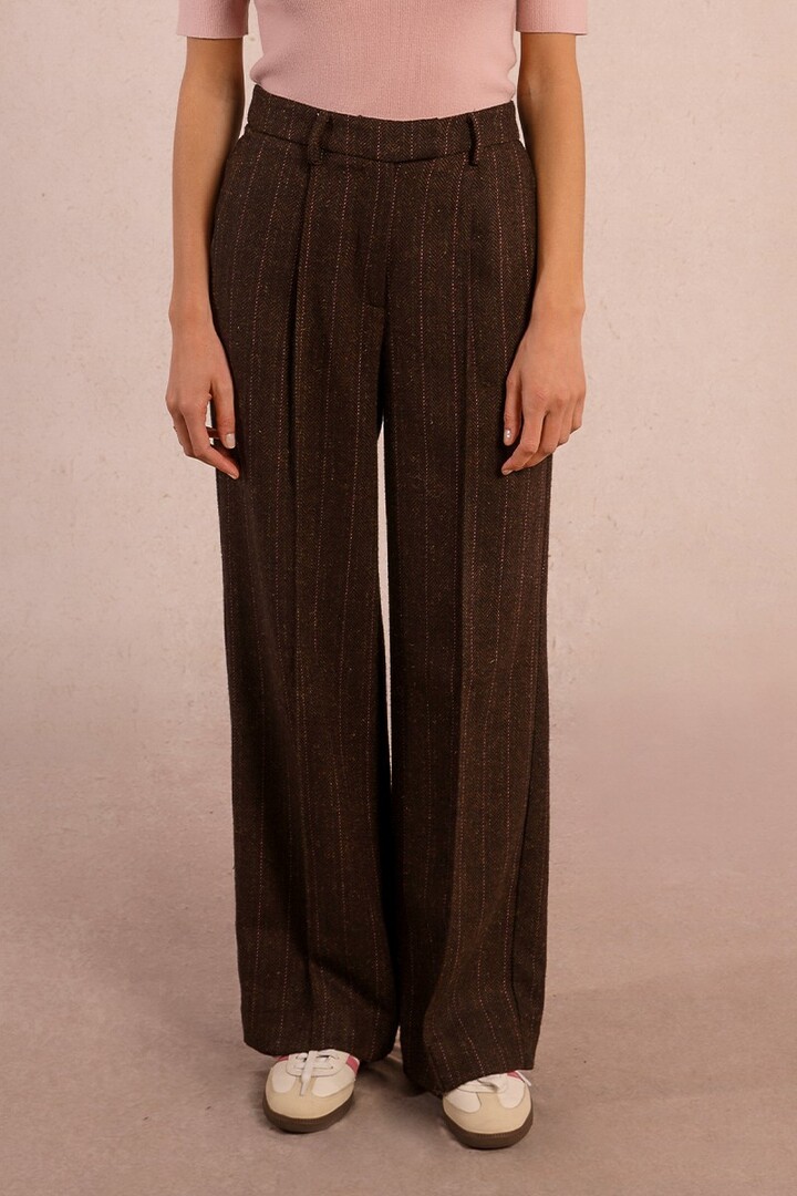 Wide leg pleated trousers Chocolate