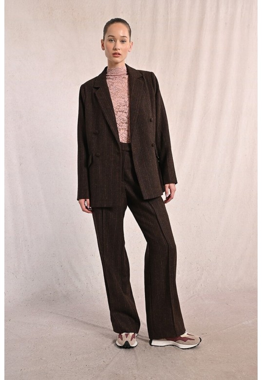 Wide leg pleated trousers Chocolate