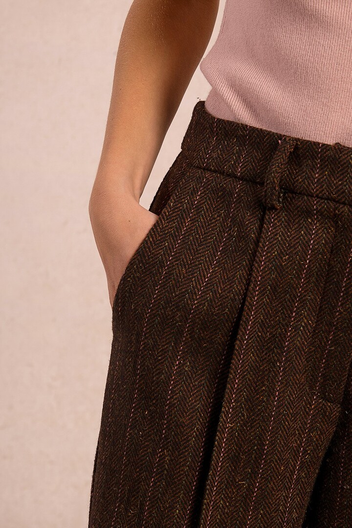 Wide leg pleated trousers Chocolate