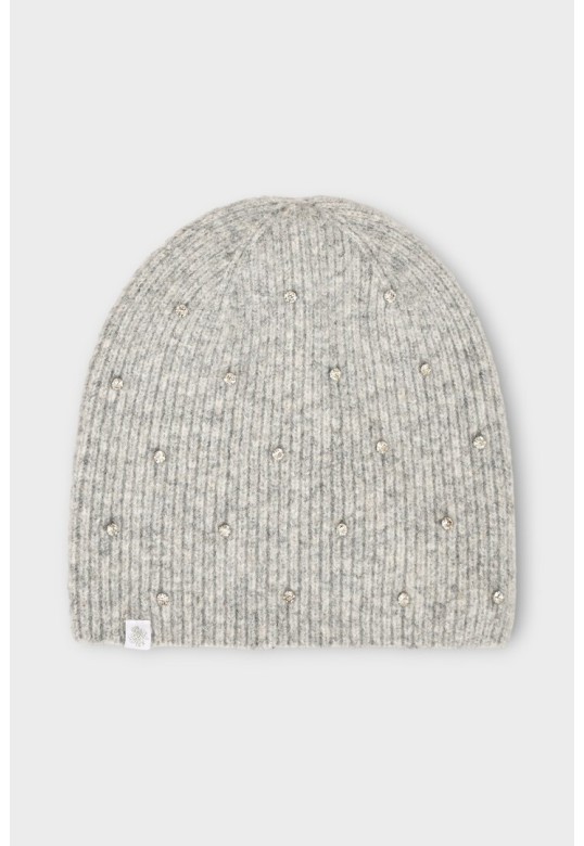 Rhinestone knit beanie Grey