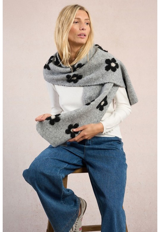 Scarf with flowers and sequins Grey