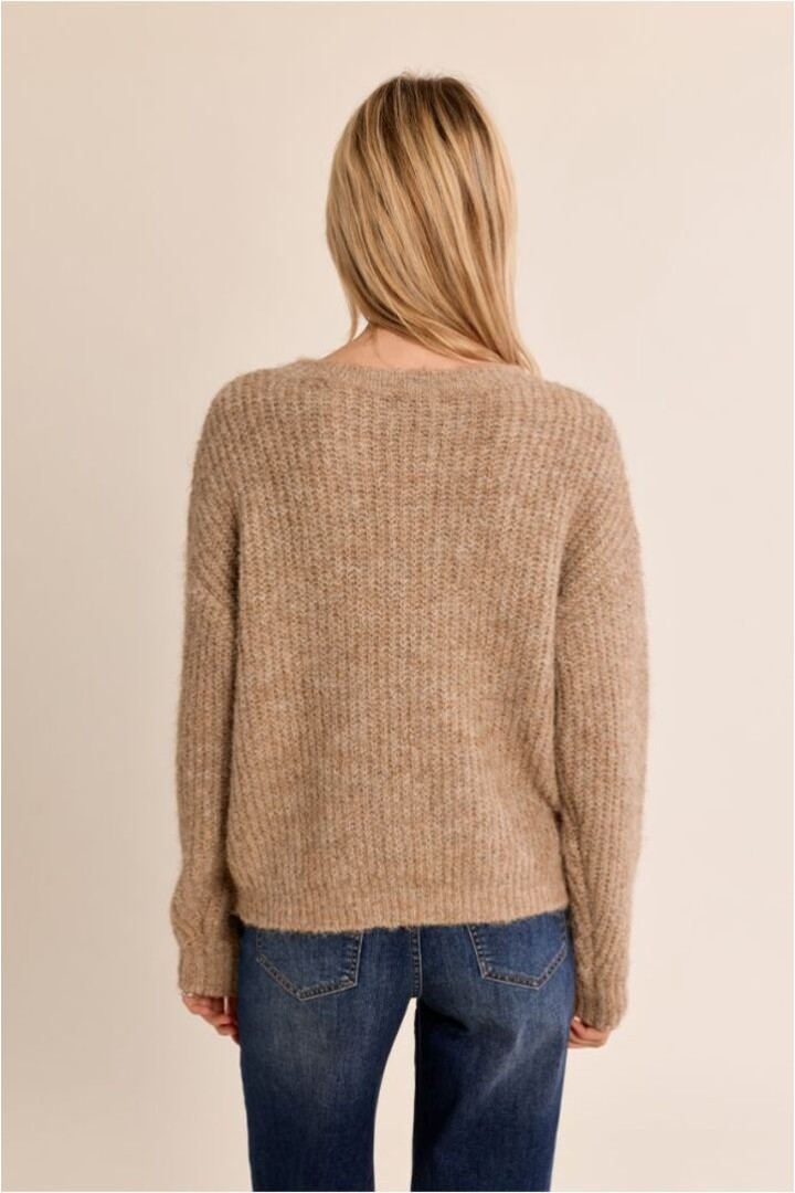 Knitted sweater, with sequins Beige