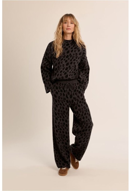Wide Sweater, Leopard Dark Grey