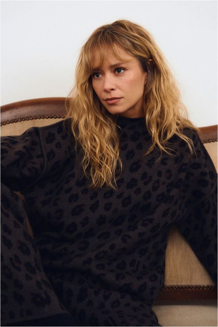 Wide Sweater, Leopard Dark Grey