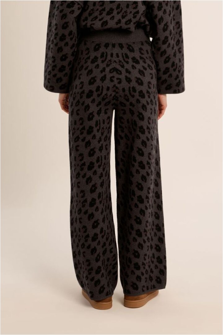 Knitted Trousers, Animal Print Dark Grey