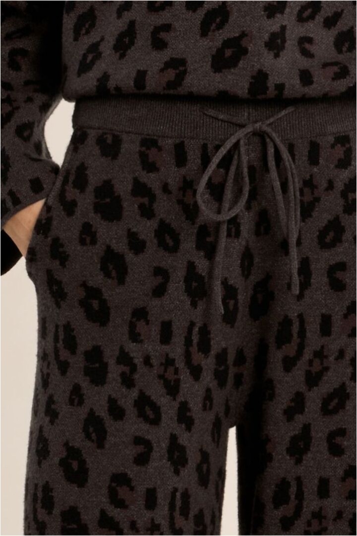 Knitted Trousers, Animal Print Dark Grey