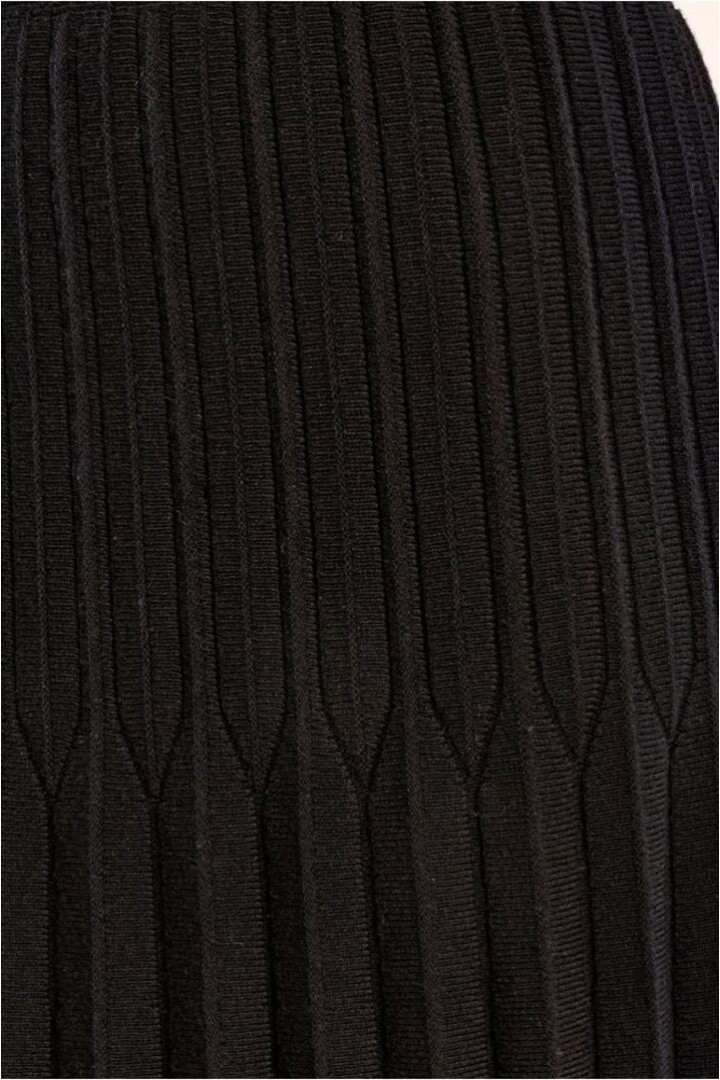 Long Pleated Knit Skirt Black