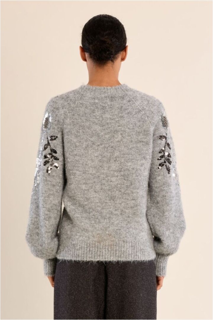 Rhinestone sweater on the sleeves Ash Grey