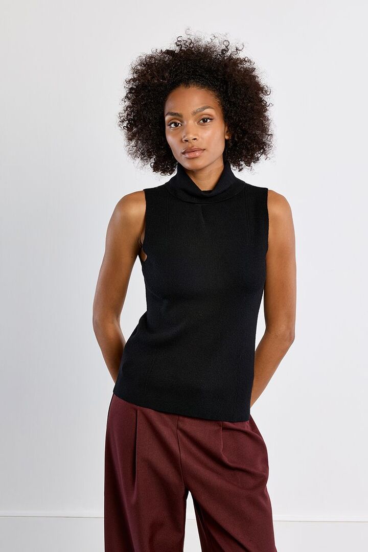 Thin Sleeveless Turtleneck Black