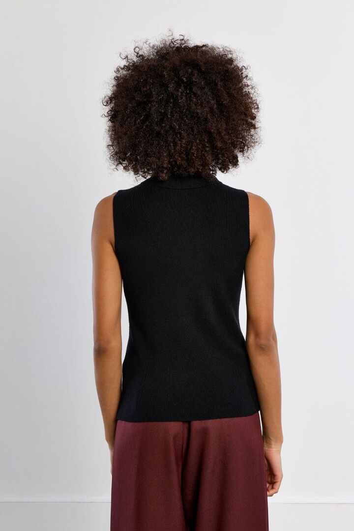 Thin Sleeveless Turtleneck Black
