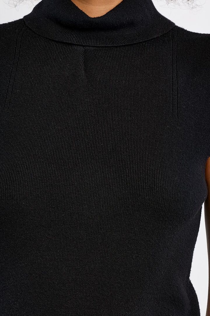 Thin Sleeveless Turtleneck Black