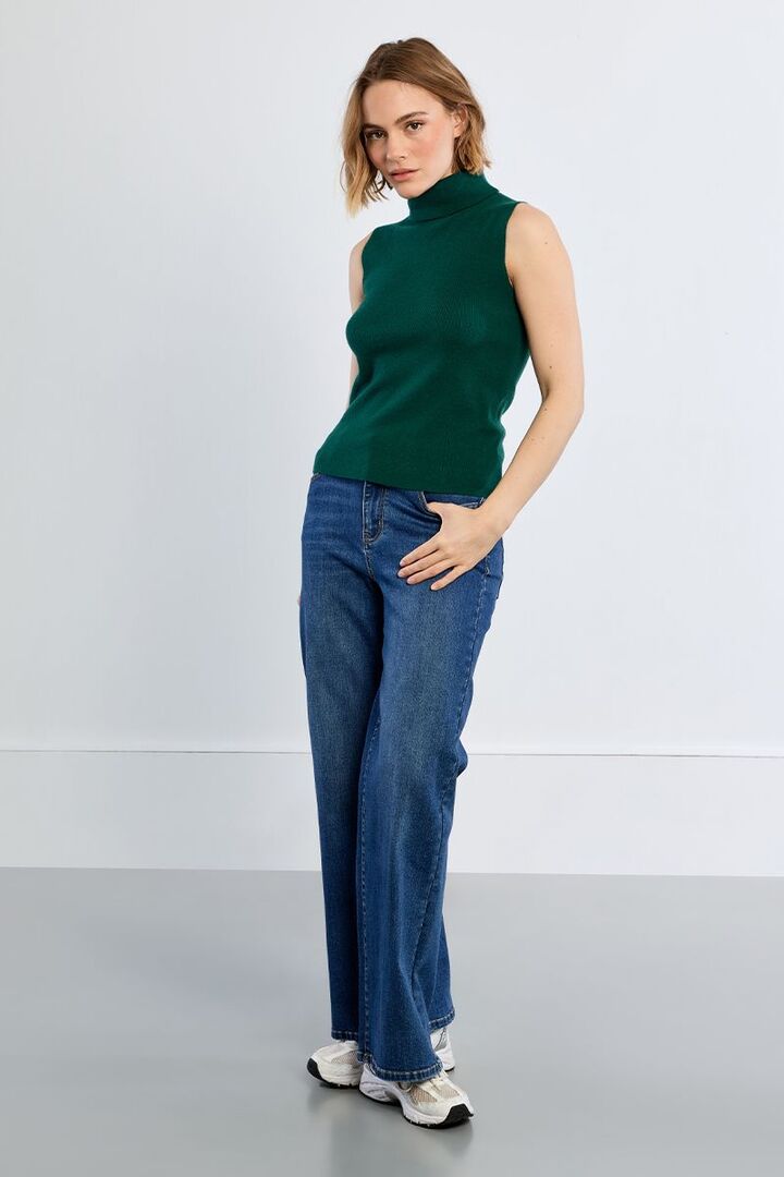 Thin Sleeveless Turtleneck Forrest Green