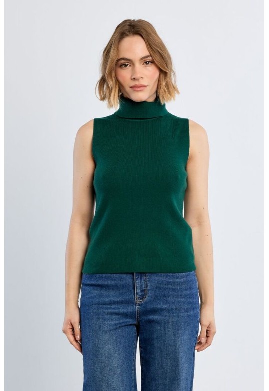 Thin Sleeveless Turtleneck Forrest Green