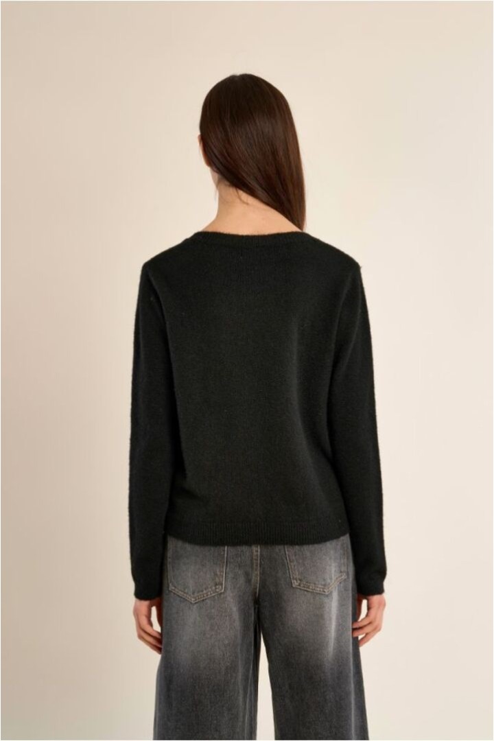 Knitted cardigan with round neck Black
