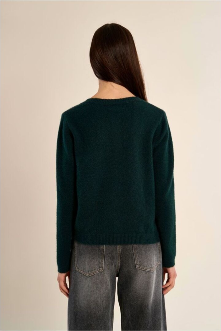 Knitted cardigan with round neck Forrest Green
