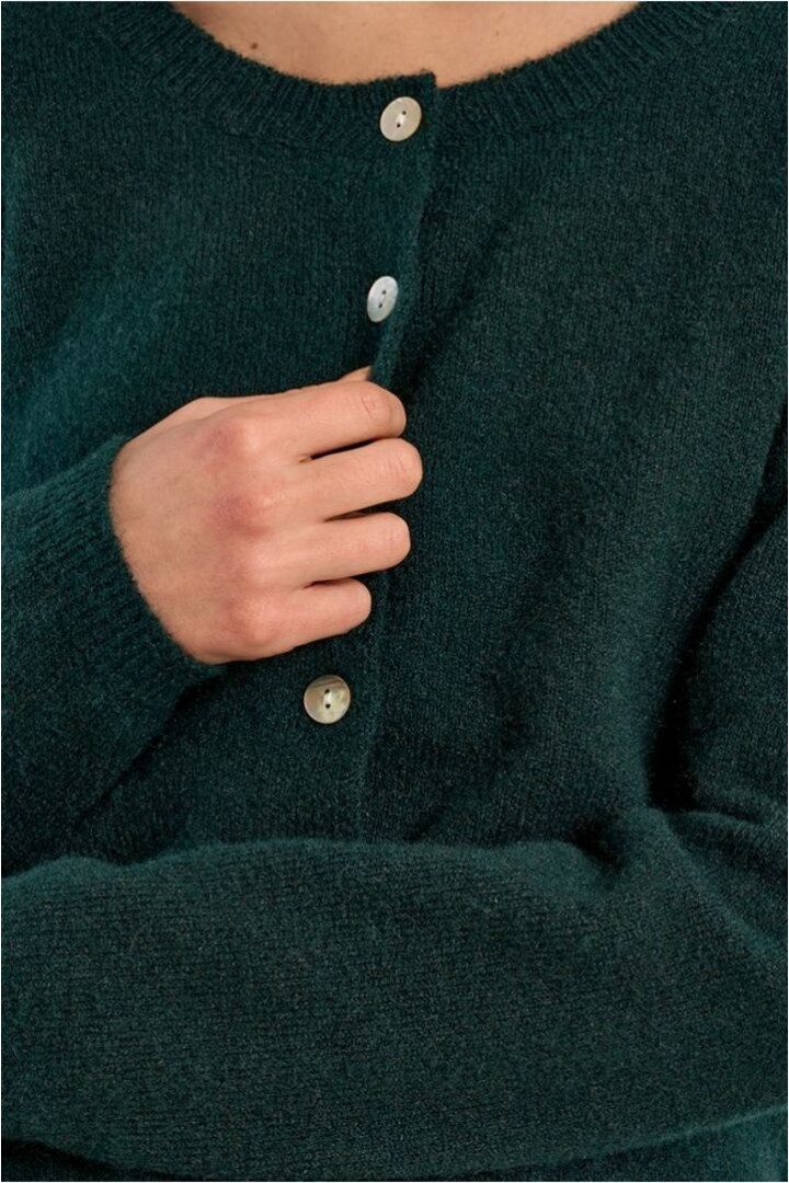 Knitted cardigan with round neck Forrest Green