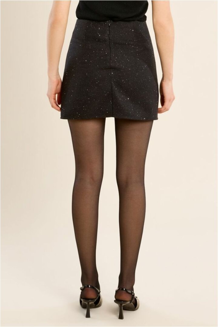 Short Draped Skirt, Sequined Black