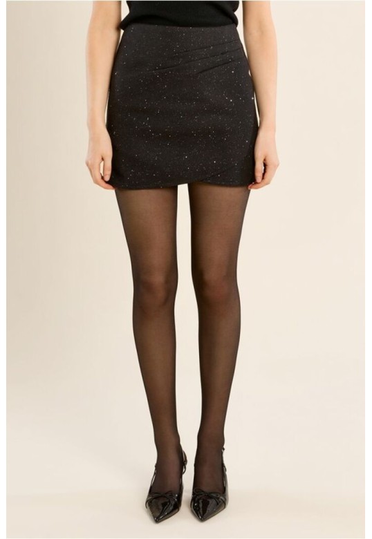 Short Draped Skirt, Sequined Black