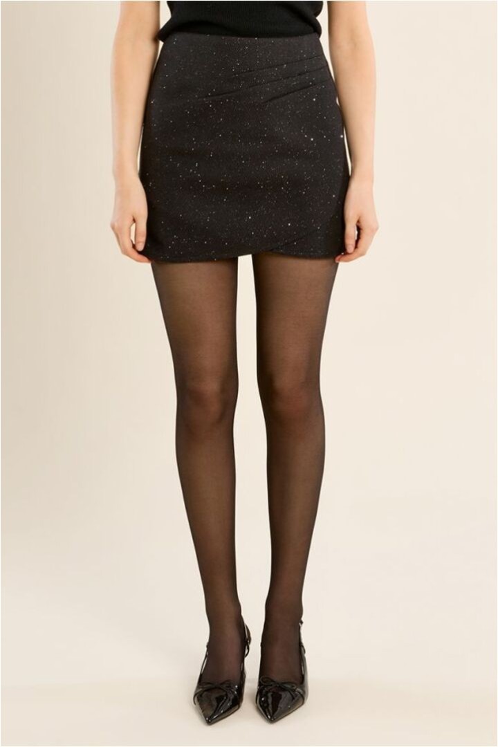 Short Draped Skirt, Sequined Black