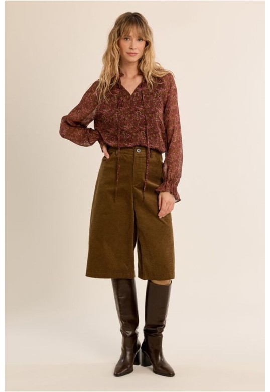 Flared Bermuda Shorts Khaki