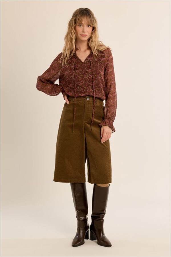 Flared Bermuda Shorts Khaki